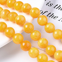 Natural Dyed Yellow Jade Gemstone Bead Strands, Round, Yellow, 10mm, Hole: 1mm, about 40pcs/strand, 15.7 inch(X-G-R271-10mm-Y07)