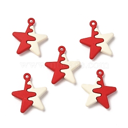 Spray Painted Alloy Pendants, Two Tone, Lead Free & Cadmium Free, Star, Red, 19.5x17x4mm, Hole: 1.4mm(FIND-I016-B04)
