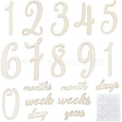 Wood Baby Milestone Numbers Signs Sets, Newborn Photography Prop, Baby Age Milestone Marker Keepsake, Old Lace, 33~163x60~140x0.5~2mm(AJEW-WH0042-30)