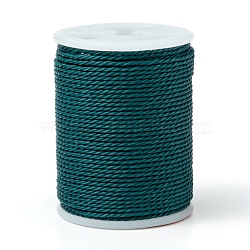 Round Waxed Polyester Cord, Taiwan Waxed Cord, Twisted Cord, Teal, 1mm, about 12.02 yards(11m)/roll(X-YC-G006-01-1.0mm-35)
