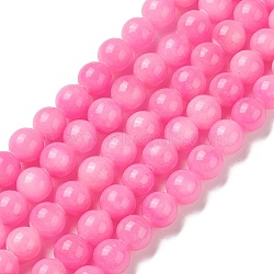 Natural Mashan Jade Round Beads Strands, Dyed, Pink, 10mm, Hole: 1mm, about 41pcs/strand, 15.7 inch(X-G-D263-10mm-XS34)