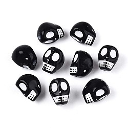 Opaque Acrylic Beads, Skull, Black, 9.5x7.5x8mm, Hole: 1.8mm, about 1219pcs/500g(SACR-T035-04B)
