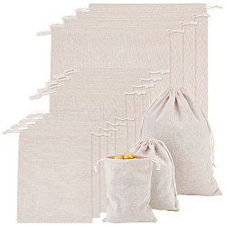 Elite 18Pcs 3 Sizes Linen Pouches, Drawstring Bag, Rectangle, Wheat, 20.2~38.8x15~29.4x0.6~0.8cm, 6 pcs/size, 18 pcs/set(ABAG-PH0001-46)