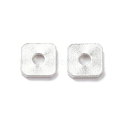Brass Spacer Beads, Cadmium Free & Lead Free, Square, 925 Sterling Silver Plated, 6x6x1mm, Hole: 2mm(KK-R149-11S)