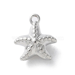 Brass Charms, Starfish, Platinum, 10x9x5mm, Hole: 1mm(KK-S513-03E-P)