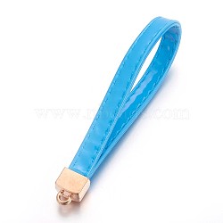 Multifunction PU Leather Mobile Straps, with Plastic Findings, Deep Sky Blue, 107~109x9.5~10mm(MOBA-F006-A01)