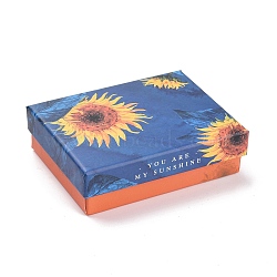 Cardboard Jewelry Packaging Boxes, with Sponge Inside, for Rings, Small Watches, Necklaces, Earrings, Bracelet, Rectangle, Colorful, Sunflower Pattern, 9.2x7x2.7cm(CON-B007-03E)