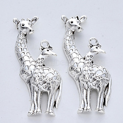 Tibetan Style Alloy Big Pendants, Cadmium Free & Lead Free, Giraffe, Antique Silver, 55x25x6mm, Hole: 2mm, about 96pcs/500g(TIBE-R316-019AS-RS)