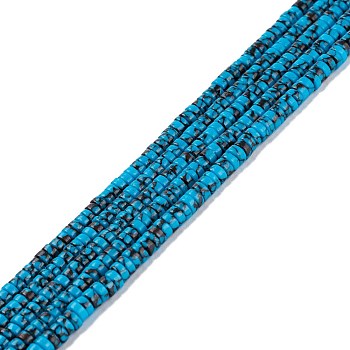 Synthetic Turquoise Beads Strands, Dyed, Heishi Beads, Flat Round/Disc, Deep Sky Blue, 4x1mm, Hole: 1mm, 15.24~16.06 inch(38.7~40.8cm)