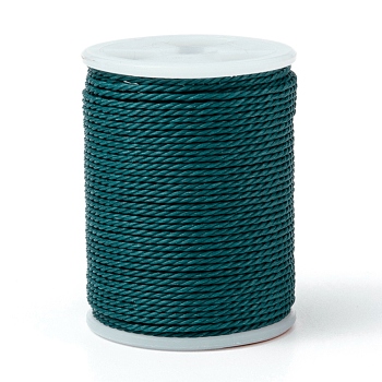Round Waxed Polyester Cord, Taiwan Waxed Cord, Twisted Cord, Teal, 1mm, about 12.02 yards(11m)/roll