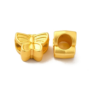 Rack Plating Alloy European Beads, Large Hole Beads, Butterfly, Matte Gold Color, 9x12.5x8.5mm, Hole: 5mm