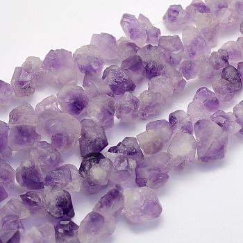 Natural Amethyst Beads Strands, Nuggets, 13~23x10~21x3~18mm, Hole: 1.2mm, about 15.7 inch(40cm)