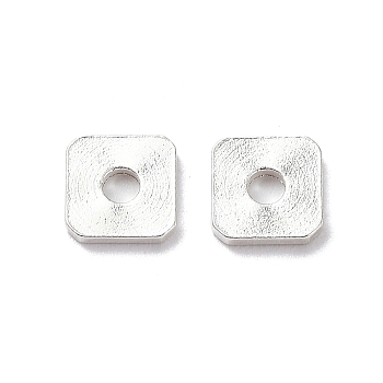 Brass Spacer Beads, Cadmium Free & Lead Free, Square, 925 Sterling Silver Plated, 6x6x1mm, Hole: 2mm