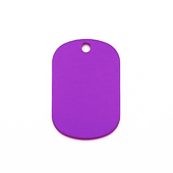 Colored Aluminum Pendants, Laser Cut, Double Sided Dog Pet Name Phone Number ID Tag Charm, Oval, Blue Violet, 38x25x1mm, Hole: 3.5mm