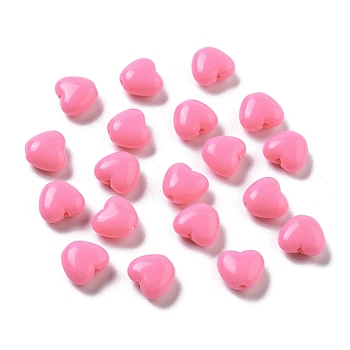 Opaque Acrylic Beads, Two Tone, Heart, Hot Pink, 9x10x5mm, Hole: 1.5mm