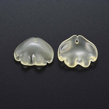 Transparent Baking Painted Imitation Jade Glass Pendants, Shell, Light Yellow, 15x18x4mm, Hole: 1.2mm