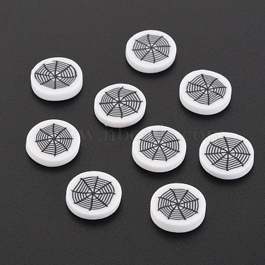 White Flat Round Polymer Clay Cabochons