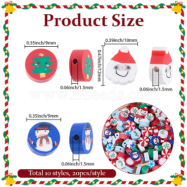 200Pcs 10 Styles Christmas Theme Handmade Polymer Clay Beads(CLAY-SC0002-54)-2