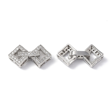 Rack Plating Brass Micro Pave Clear Cubic Zirconia Fold Over Clasps(KK-G448-01P)-2