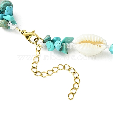Natural Shell & Synthetic Turquoise Chip Beaded Necklace for Girl Women(NJEW-TA00115)-5