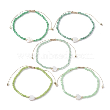 Lime Green Heart Hematite Bracelets
