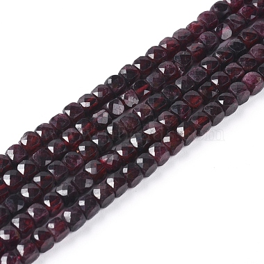 4mm Cube Garnet Beads