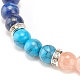 Natural Lapis Lazuli(Dyed) & Gemstone Round Beaded Bracelet for Women(BJEW-JB08336-02)-4