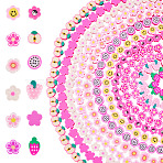 10 Strands 10 Styles Handmade Polymer Clay Bead Strands, Mixed Shapes, Pink, 6~13x6~11x4~5mm, Hole: 1.2~1.8mm, 1 strand/style(CLAY-TA0001-72B)
