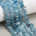 Natural Aquamarine Beads Strands, Nuggets, with Seed Beads, 9~12x9~12x3.5~5mm, Hole: 0.8mm, about 63~65pcs/strand, 14.76''~15.35''(37.5~39cm)(G-Z124-A03-01)