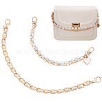 2Pcs 2 Styles Alloy & Nuggets White ABS Plastic Imitation Pearl Beaded Bag Handles, for Bag Replacement Accessories, Golden, 278~412mm, 1pc/style(FIND-AR0005-97)
