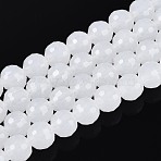 Imitation Jade Glass Bead Strands, Round, Faceted(96 Facets), WhiteSmoke, 8mm, Hole: 1mm, about 68~70pcs/strand, 20.47~21.06 inch(52~53.5cm)(GLAA-R095-J8mm-01)