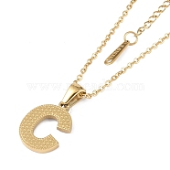 Ion Plating(IP) Initial Letter 304 Stainless Steel Pendant Necklaces, Real 18K Gold Plated, Letter C, 15.87 inch(40.3cm), Pendant: about 17x12.5mm(NJEW-M199-01G-C)