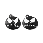 Halloween Theme Rack Plating Alloy Pendants, with Enamel, Skull, 21.5x20x2mm, Hole: 1.8~2mm(FIND-M020-01A-EB)