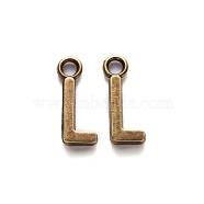 Tibetan Style Alloy Pendants, Cadmium Free & Nickel Free & Lead Free, Letter L, L: 16x7x2mm, Hole: 2mm, about 1920pcs/1000g(TIBE-S108-108L-AB-NR)