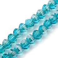 Electroplate Transparent Glass Beads Strands, Faceted, Rondelle, Dark Turquoise, 8x6mm, Hole: 1.2mm, about 80pcs/strand, 19.29''(49cm)(EGLA-K015-13D)