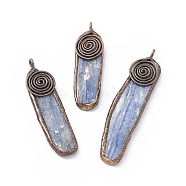 Natural Kyanite/Cyanite/Disthene Quartz Big Pendants, Oval Charms, with Red Copper Plated Tin Findings, 45~62x13.5~15x5~6mm, Hole: 2mm(G-C002-03)