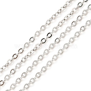 Anti-Tarnish Rhodium Plated 925 Sterling Silver Flat Cable Chains, Soldered, Platinum, Link: 2x1.5x0.5mm(STER-F052-04P)