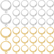 2 Colors 304 Stainless Steel Leverback Earring Findings, with Loop, Real 24K Gold Plated & Stainless Steel Color, 14.5x12x2mm, Hole: 1.2mm, Pin: 0.8x1mm, 100Pcs/color, 200Pcs/box(STAS-SP0001-09B)