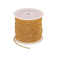 Brass Twisted Chains, Curb Chains, Soldered, with Spool, Golden, 3x2x0.45~0.5mm(CHC-CJ0001-26)