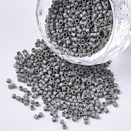 11/0 Grade A Glass Seed Beads, Cylinder, Uniform Seed Bead Size, Baking Paint, Gray, about 1.5x1mm, Hole: 0.5mm, about 20000pcs/bag(SEED-S030-0731)
