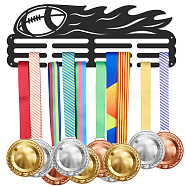 Sports Theme Iron Medal Hanger Holder Display Wall Rack, with Screws, Rugby Pattern, 150x400mm(ODIS-WH0021-648)