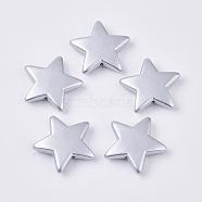 Matte Style Spray Painted Acrylic Beads, Star, Silver, 20.5x22x5mm, Hole: 0.8mm, about 469pcs/500g(ACRP-S676-006)