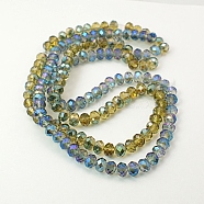 Electroplate Glass Faceted Rondelle Beads Strands, Half Plated, Mixed Color, 6x4mm, Hole: 1mm, about 85~88pcs/strand, 16.1~16.5 inch(41~42cm)(EGLA-D020-6x4mm-M)