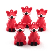PVC Faceted Fox Pendants, for DIY Keychain Making, Crimson, 46x24.5x24mm, Hole: 3mm(FIND-B002-06)
