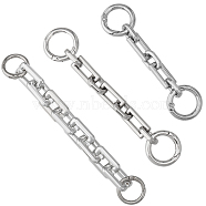 3Pcs 3 Style Zinc Alloy & Acrylic Bag Extender Cable Chains, with Spring Ring Clasps, Bag Replacement Accessoies, Platinum, 9.9~18.4x1.05~1.9x1~1.9cm, 1pc/style(FIND-CA0007-74)