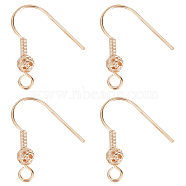 150Pcs Brass Round Beaded Earring Hooks, with Horizontal Loop, Real 18K Gold Plated, 21x21x4mm, Hole: 2mm, 20 Gauge, Pin: 0.8mm(KK-BBC0005-37)