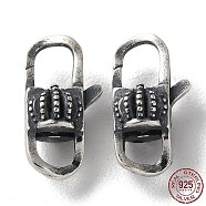 925 Thailand Sterling Silver Lobster Claw Clasps, Crown, Antique Silver, 15x7.5x6mm, Hole: 3.5x3.5mm(STER-D003-46AS)