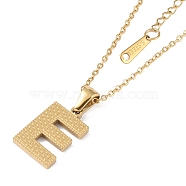 Ion Plating(IP) Initial Letter 304 Stainless Steel Pendant Necklaces, Real 18K Gold Plated, Letter E, 15.87 inch(40.3cm), Pendant: about 17x11mm(NJEW-M199-01G-E)