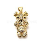 Rack Plating Brass Micro Pave Cubic Zirconia Enamel Pendants, Long-Lasting Plated, Lead Free & Cadmium Free, Dog Charms, Real 18K Gold Plated, 23.5x13x4.5mm, Hole: 5x3mm(X-KK-L226-032G-01)