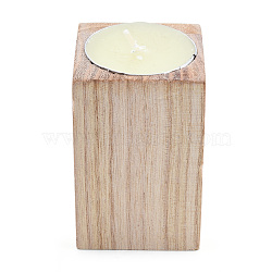 Natural Wood Candle Holder, with Candles inside, Cuboid, PapayaWhip, 7.1~7.2x4.4~4.5x4.4~4.5cm(AJEW-T002-01)